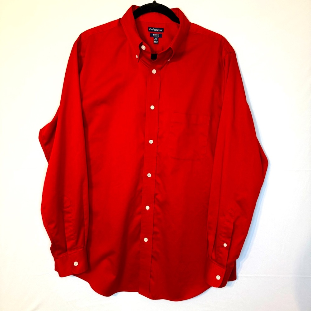 Croft & Barrow Red Casual Button Down Shirt. A8